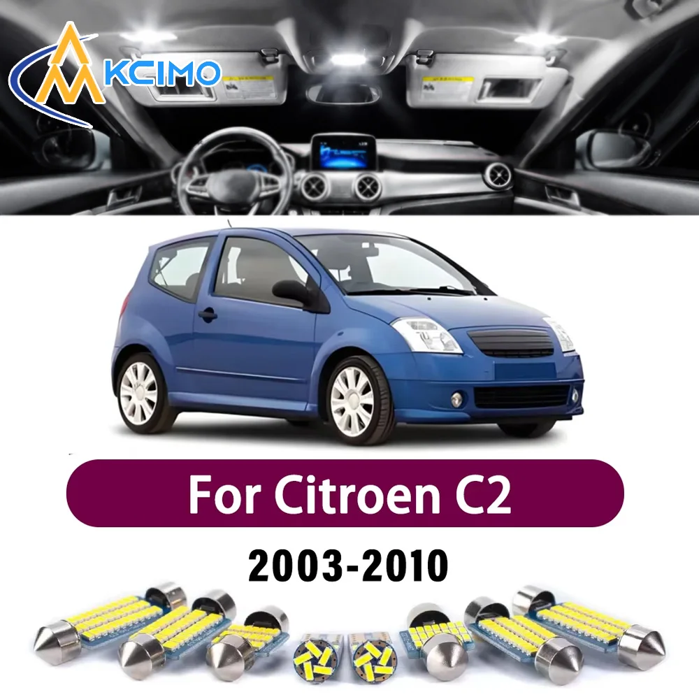 New Canbus Interior Reading Dome Vanity Light Kit For Citroen C2 2003-2010 Premium LED Error-Free Easy Install Bright Lights