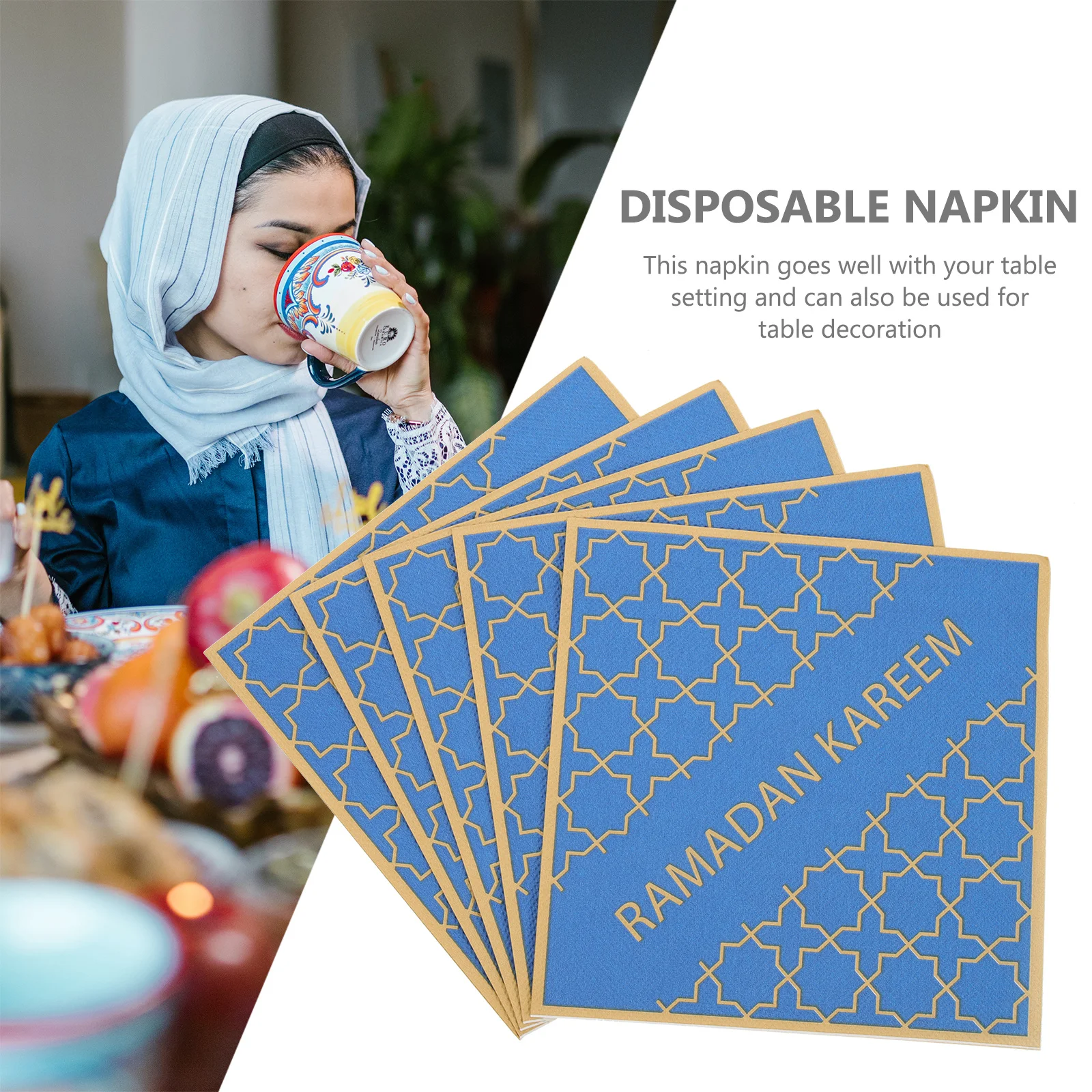 

5Packs Ramadan Printed Napkins Disposable Paper Napkin Arabic Party Muslim Holiday Table Napkins Decoupage Paper Sheets