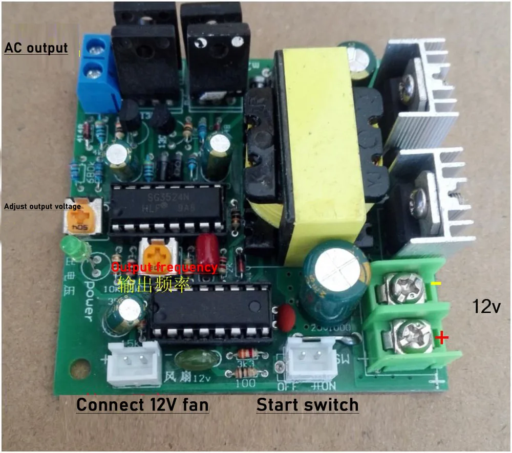 Imagem -04 - Modificado Wave Inverter Circuit Board Bateria de Lítio Boost Power Converter dc para ac 100w dc 12v a 220v ac 50hz 60hz