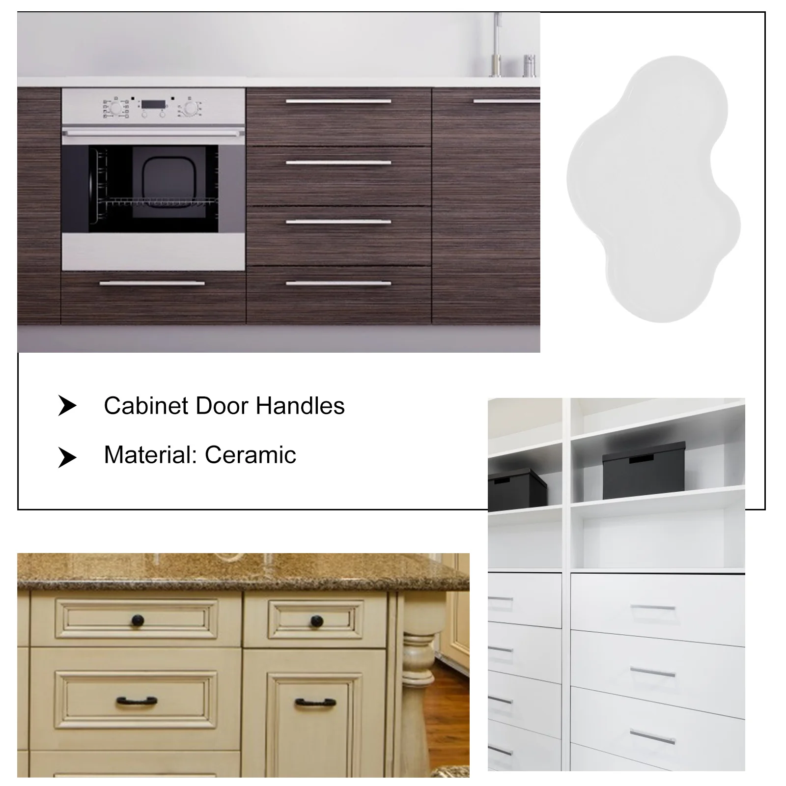 

4Pcs Ceramic Cloud-Shaped Door Handles Reliable Safe for Wardrobes Shoe Cabinets Bookcases Door Pull Handle Wardrobe Handle