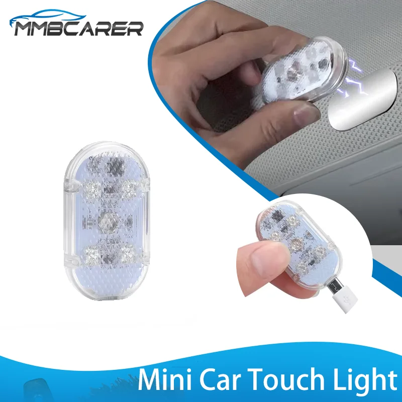 Mini Car Touch Light USB Rechargeable Magnetic Ambient Light Car Interior Reading Light for Trunk Hood Canopy