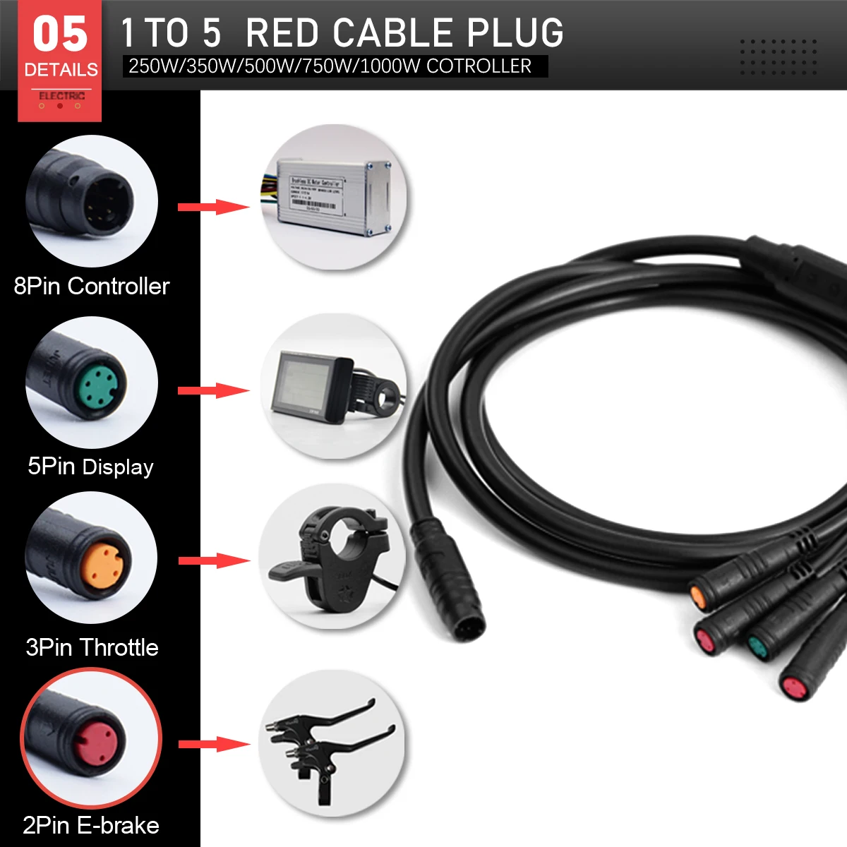 دراجة كهربائية KT تحكم 36 فولت/48 فولت 14A 16A 26A 30A 35A مقاوم للماء فرش 250 واط-1000 واط Ebike الملحقات مع وظيفة الضوء #6