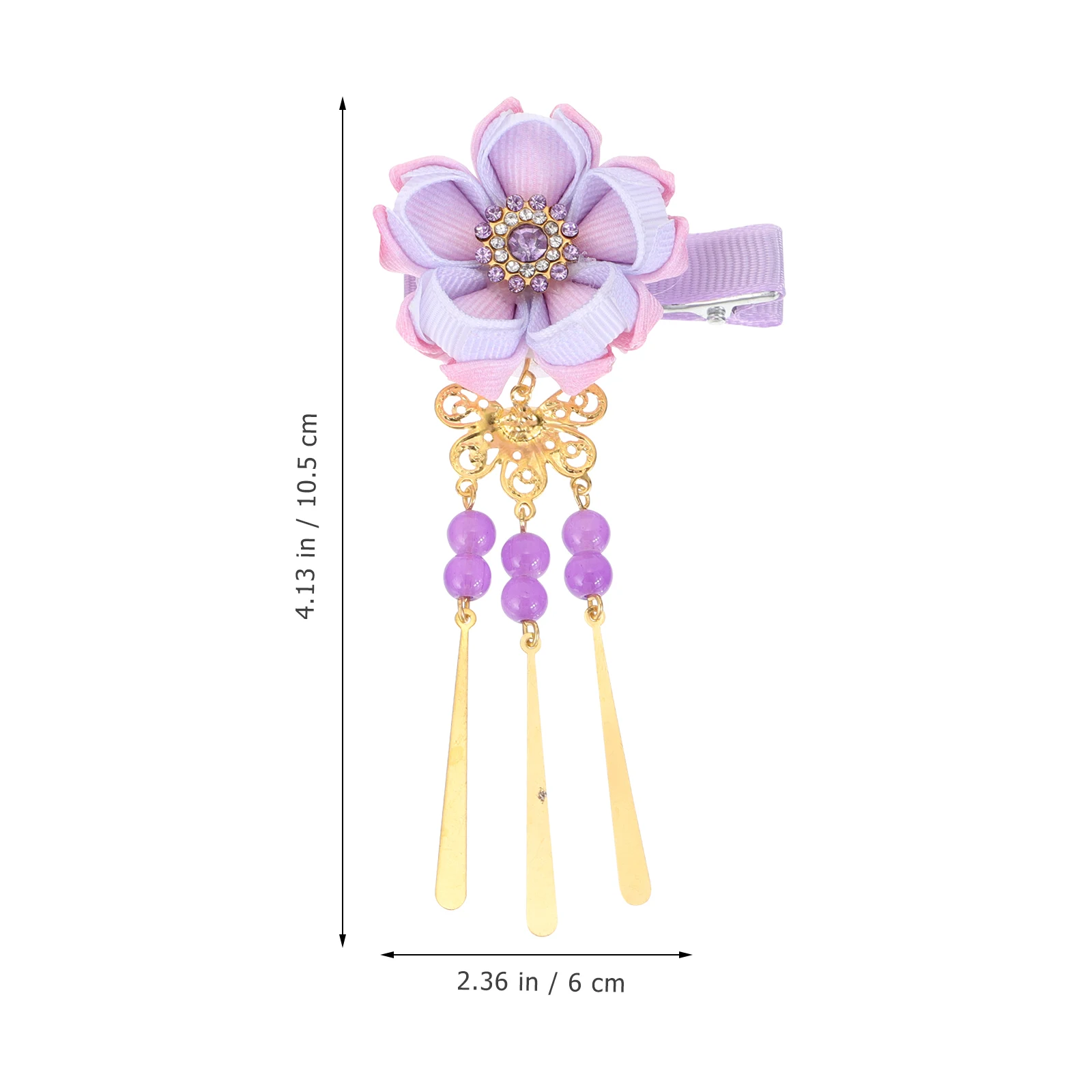 

Flower Bell Hairpin Accessories Purple Long Tassel Bride Clips Durable Lightweight Japanese Style Kimono Hair Decorations