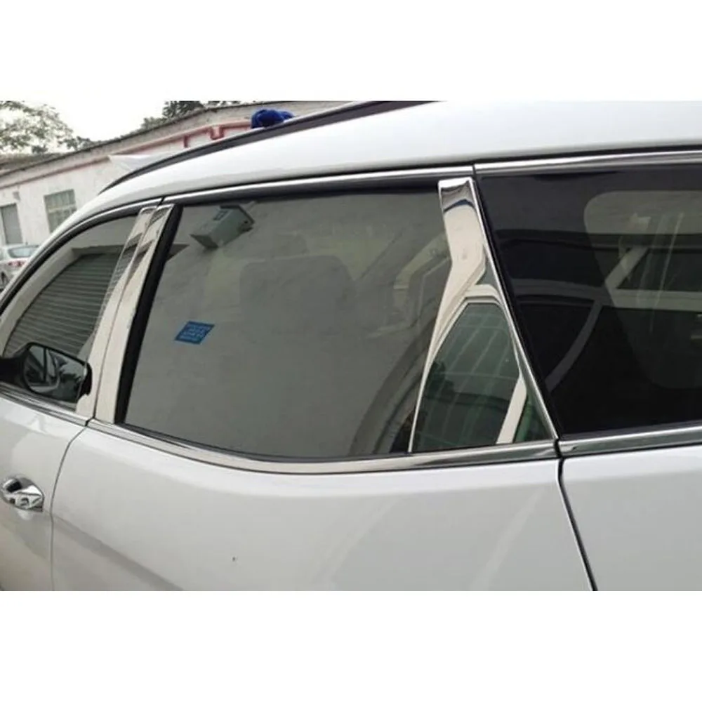 Car Body Stainless Steel Glass Window Garnish Pillar Middle Column Trim For Hyundai IX45 SantaFe 2013 2014 2015 2016 2017 2018