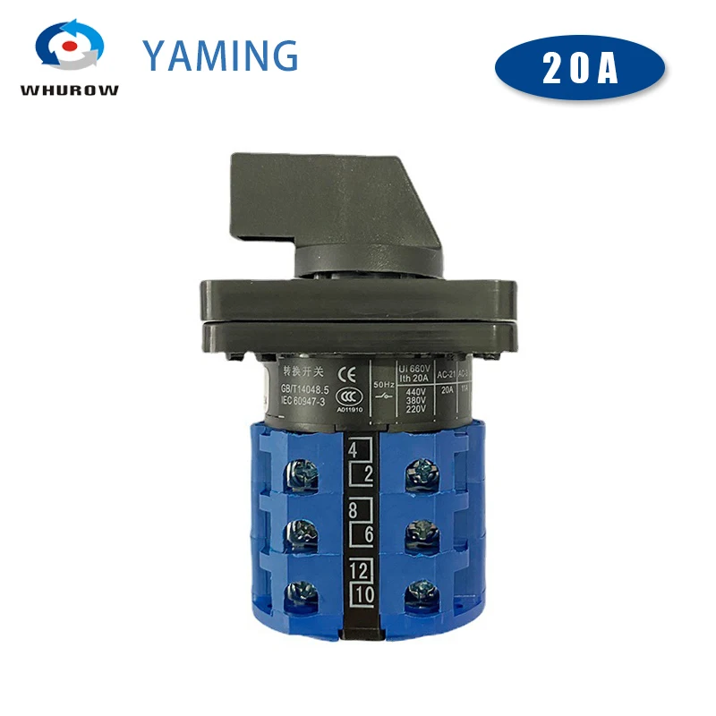 LW26-20 Electric 2/3/4/6/7 position Silver contact 20A 690V 3 poles Control Rotary Changeover Cam Switch LW28-20 YMW26-20/3