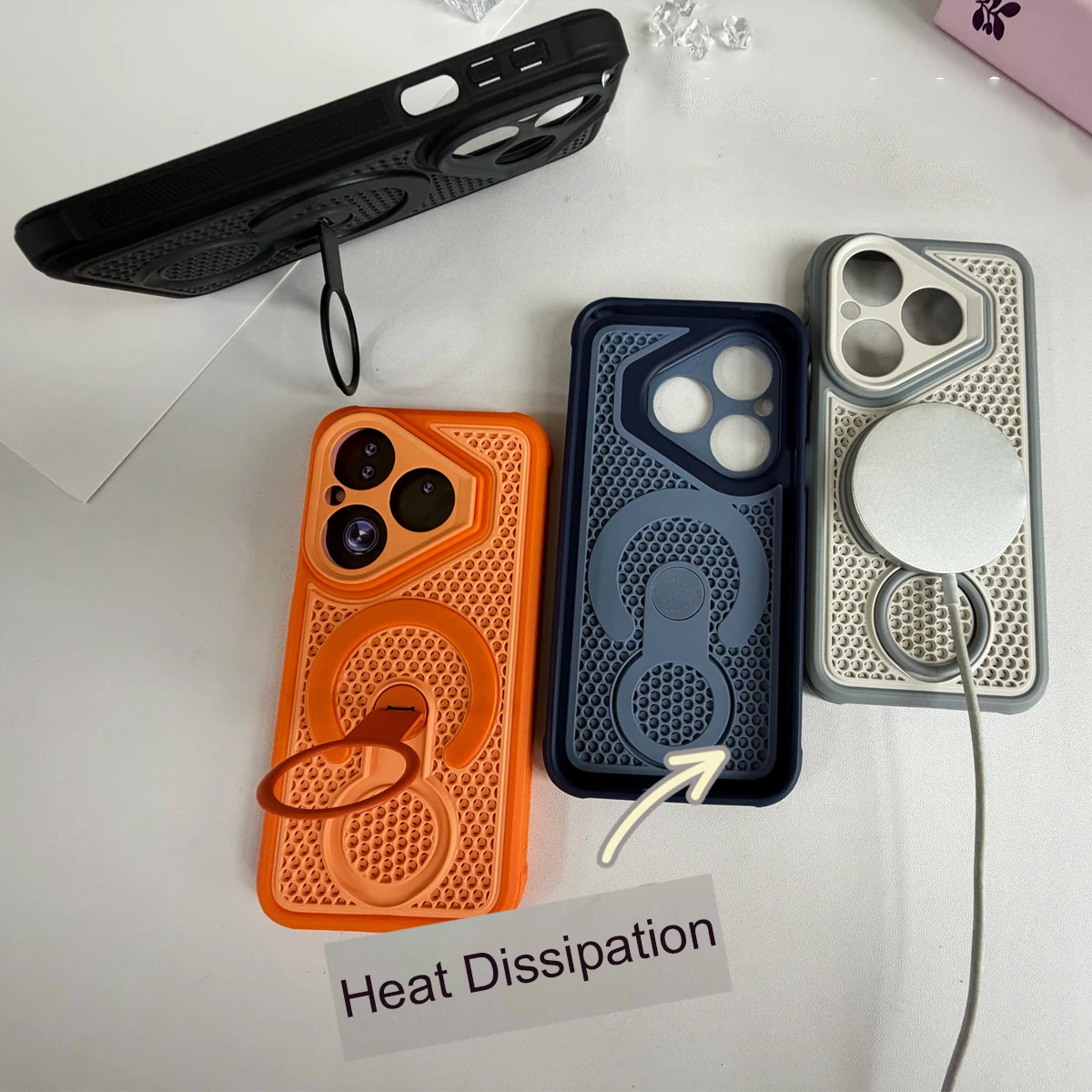 

Shockproof Wireless Charging Magnetic Heat Dissipation Case for Huawei Pura 80, Rotate Kickstand Camera Protection Cover Funda