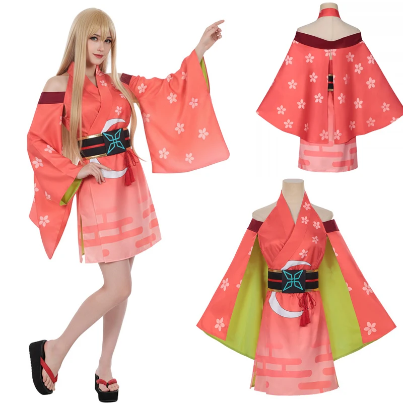 

Cosmic Princess Kaguya! Anime Kaguya‌ Cosplay Costume Yukata Dress Sakura Kimono Clothes Woman Girls Halloween Party