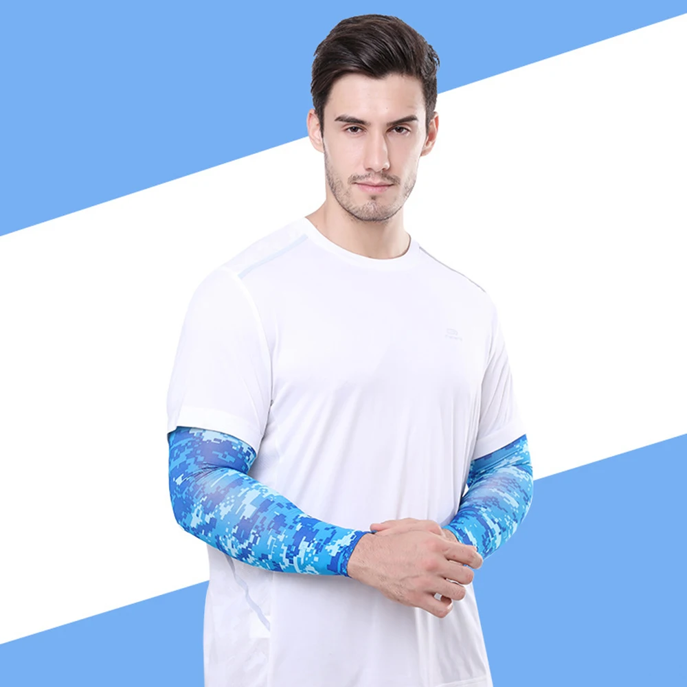 Men Arm Sleeves UV Protection Cool Muffs Outdoor Running Fishing Cycling Arm Sleeves Anti-sunburn Camouflage Men Arm Sleeves