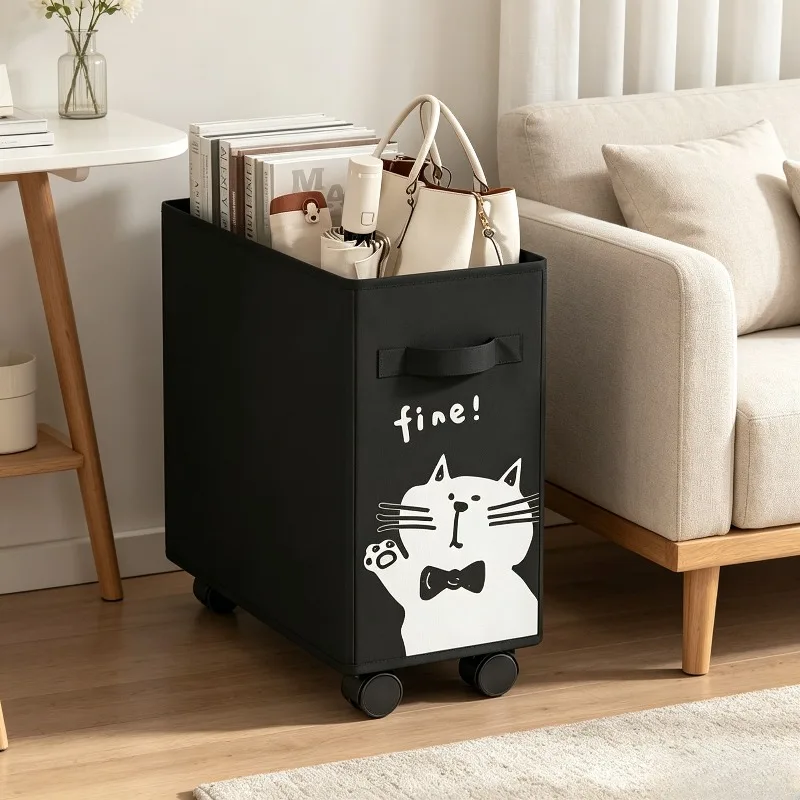 Foldable Under Desk Rolling Storage Cart, Mobile Organizer for Office Supplies & Books