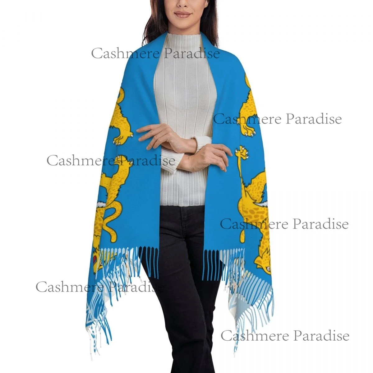 شال الباشمينا للسيدات بعلم Pskov Oblast يلتف وشاحًا طويلًا وكبيرًا #2