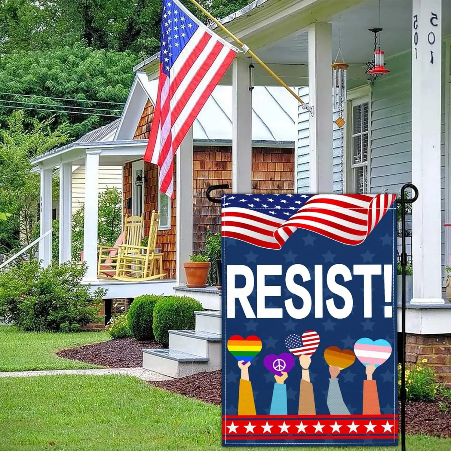 Resist Garden Flag Pride Ally Yard Garden Flags for Outside 12x18 Double Sided Hands Off Political No Kings Protest Signs Ou zzo