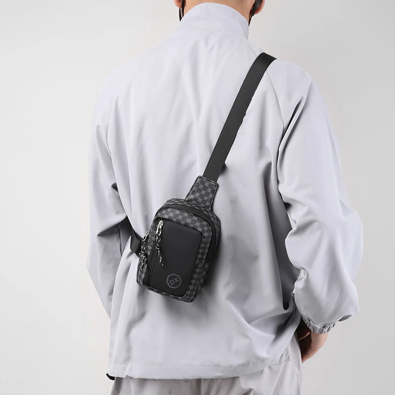 Casual Business Schulter Tasche für Männer PU Leder Umhängetasche Breiten Gurt Umhängetaschen Plaid Designer Männlichen Sling Taschen – Detail 20