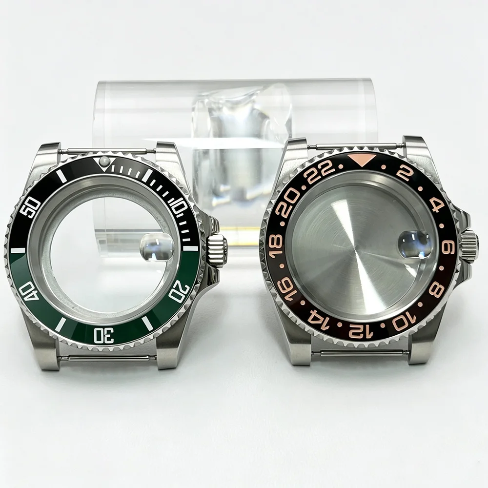 40mm Ceramic Bezel Watch Case Accessories For NH35 NH36 NH34 Miyota8215,2813 ST1612 Movt Assemble 316L Silver Stainless Steel