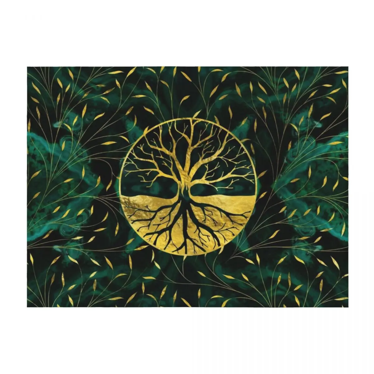 

Golden Tree of Life Yggdrasil on Malachite Throw Blanket Sofa Quilt Tourist Cute Luxury Brand Blankets