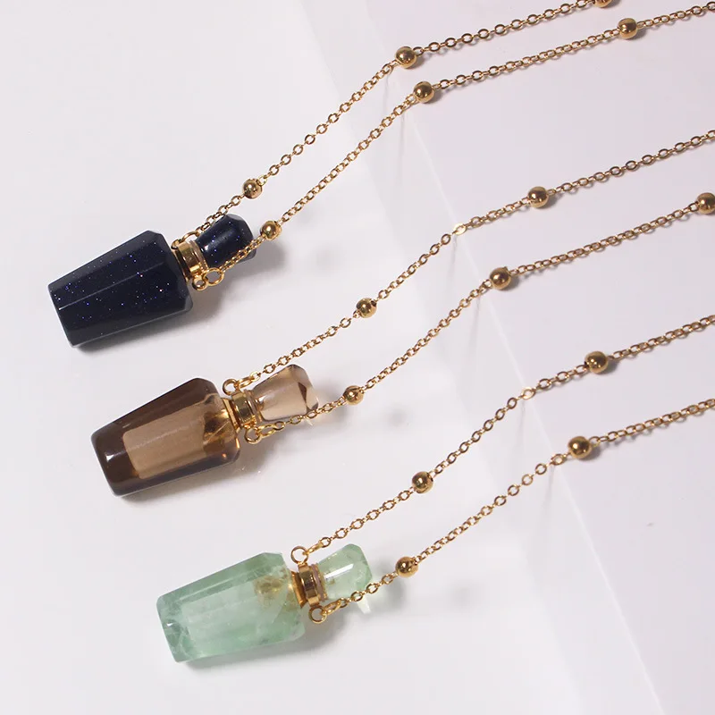 Lucky Bracelet Hand String White Crystal Amethyst Perfume Essential Oil Bottle Pendant Necklace Aromatherapy Bottle Hair Powder