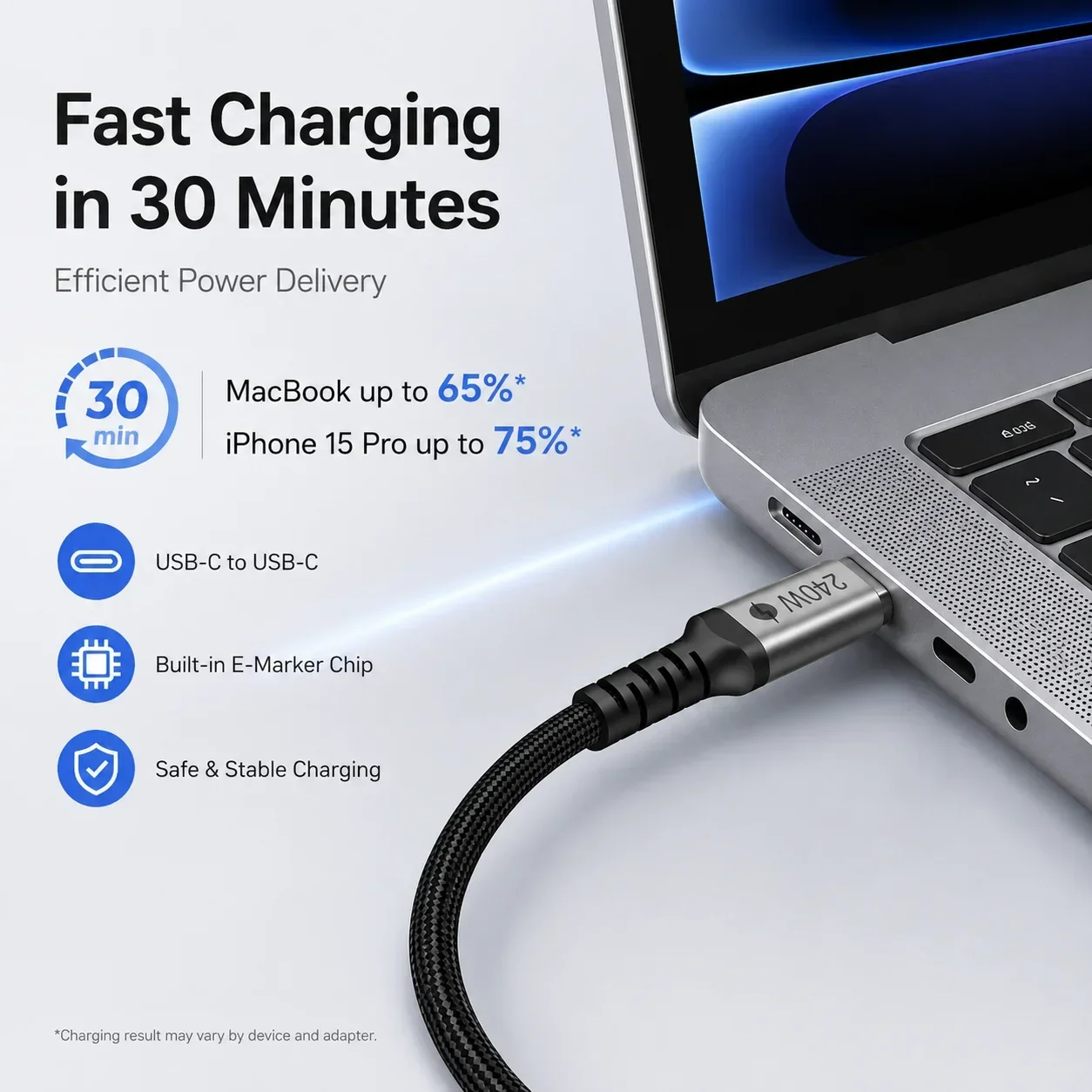 Parallel World PD3.1 240W USB C Cable 5A Type C Fast Charging Cord for Laptop MacBook Lenovo Dell HP iPad IPhone17 Samsung