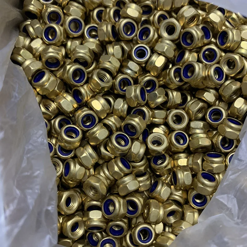 1~10Pcs M4 M5 M6 M8 M10 M12 Brass Hex Nylon Insert Lock Nut Self-locking Locknut Copper Hex Self-locking Nylock Nut
