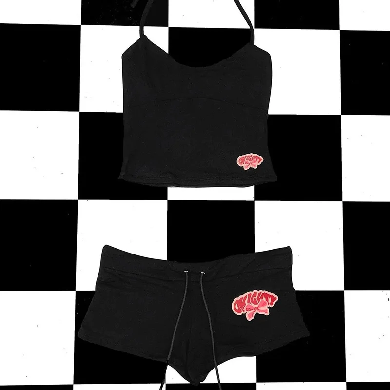 Y2k Crop Top Graphic Letter Print Grunge Streetwear Harajuku Camis Casual Summer Camis EmoGirl Aesthetics Women Shorts Sexy Pant