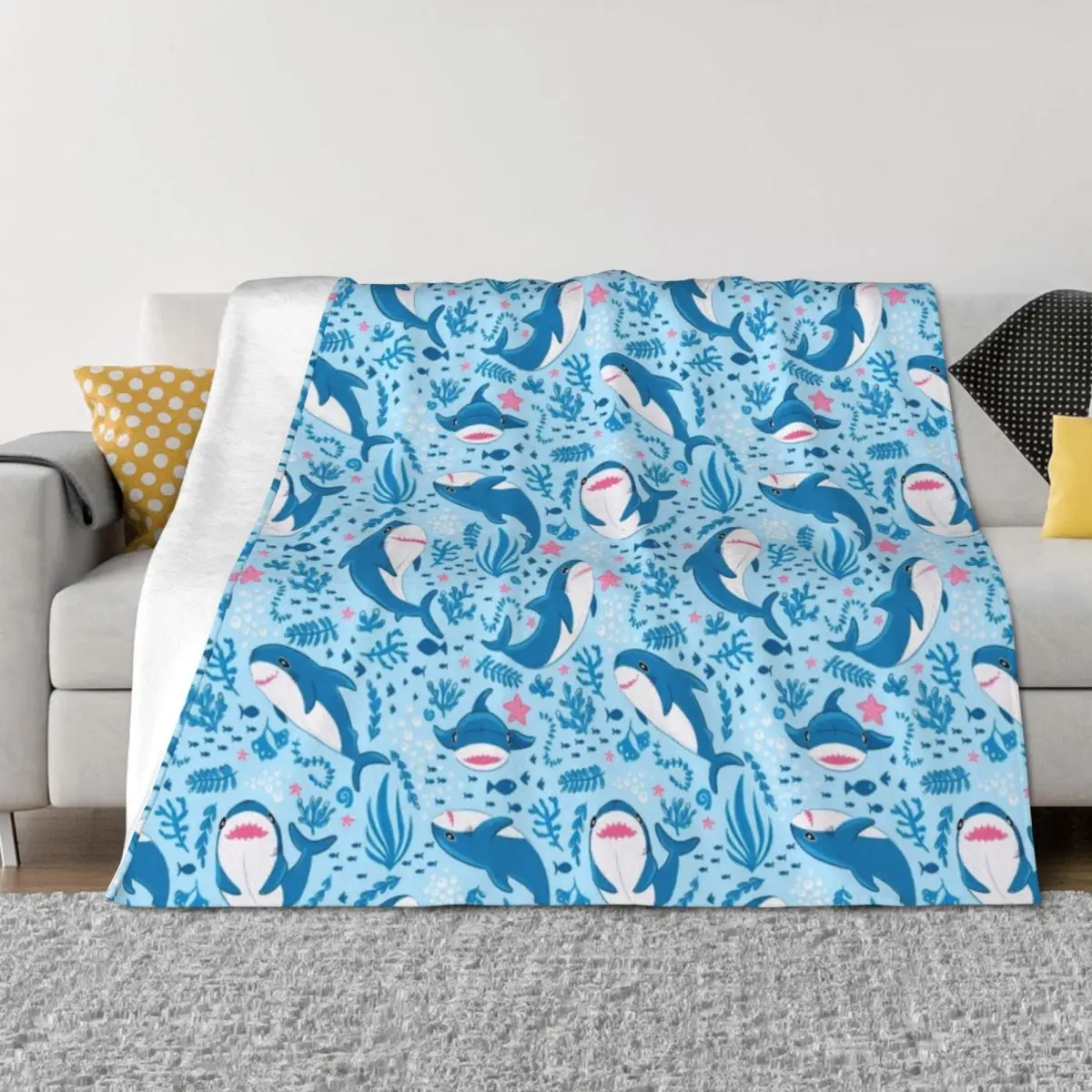 

Blahaj shark Throw Blanket for winter Hairy christmas gifts Decoratives Blankets