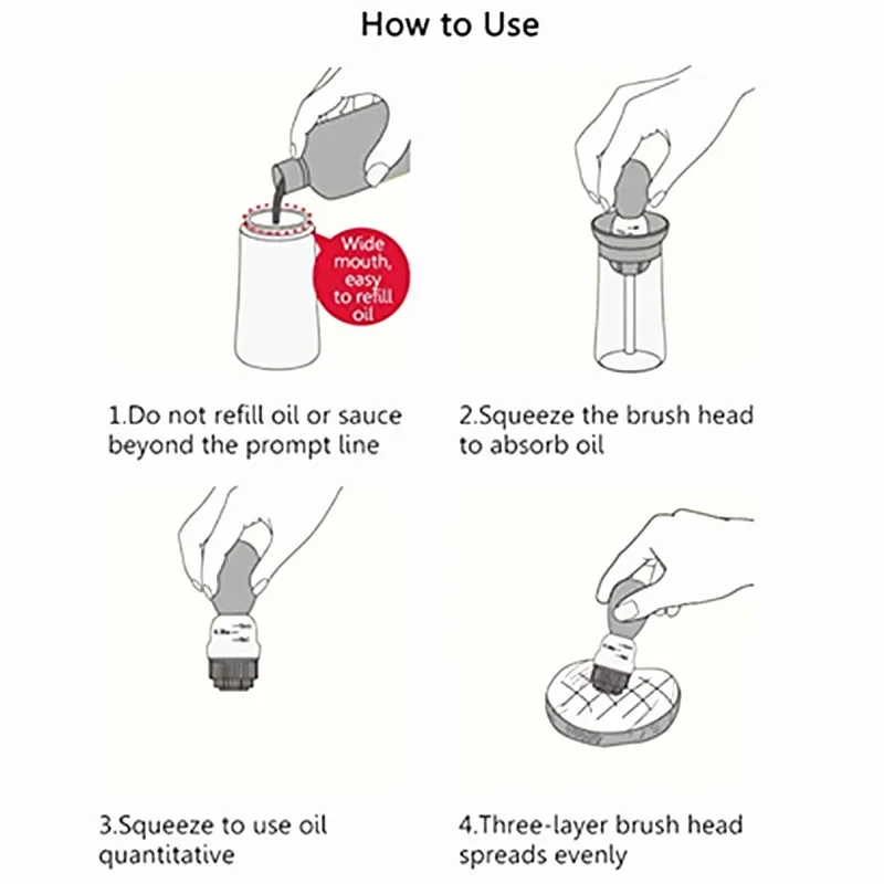 Kitchen Oil Bottle with Brush Silicone Glass Oil Container with Brush Barbecue Spray Bottle Oil Dispenser Cooking Kitchen Tools