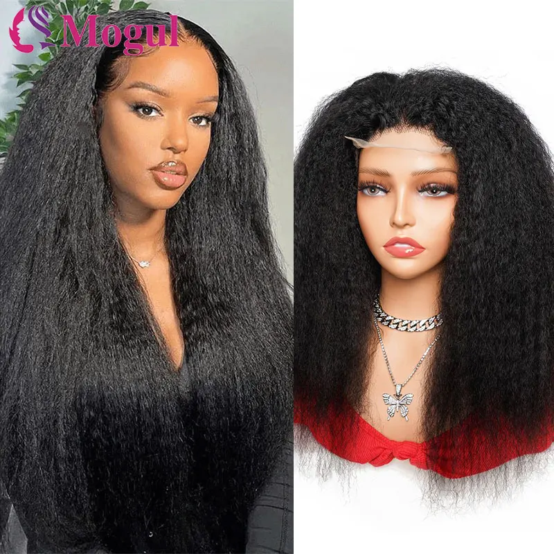 

Lace Front Wigs 13x4 Kinky Straight Lace Frontal Wigs Pre Plucked With Baby Hair Bleached Knots For Women Human Hair