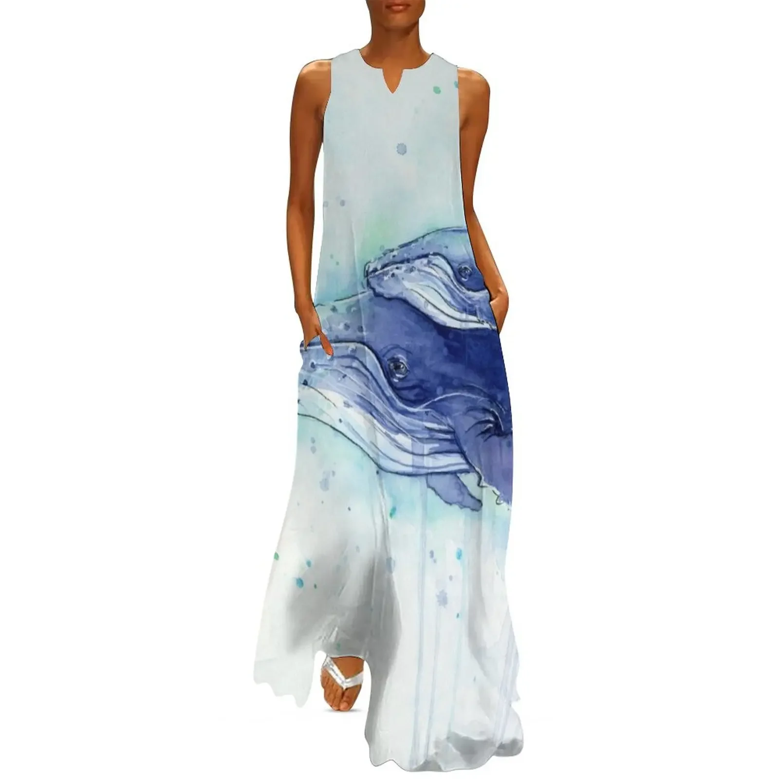 

Humpback Whale Mom and Baby Painting Long Dress Dresses gala women's fashion dresses clothes summer dresses Dress