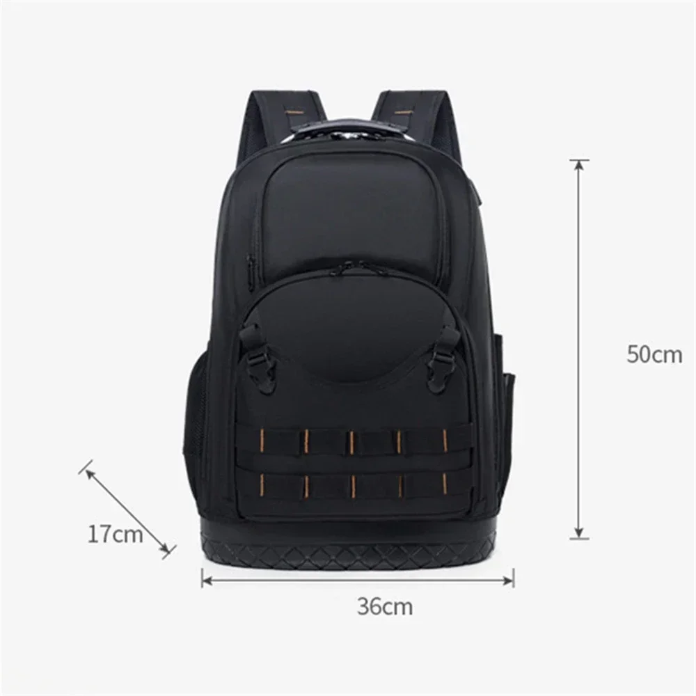 New Tool Backpack with Plastic Bottom Insert Pockets Large Transparent Zipper Pocket Tool Organizer for Electrician Tools