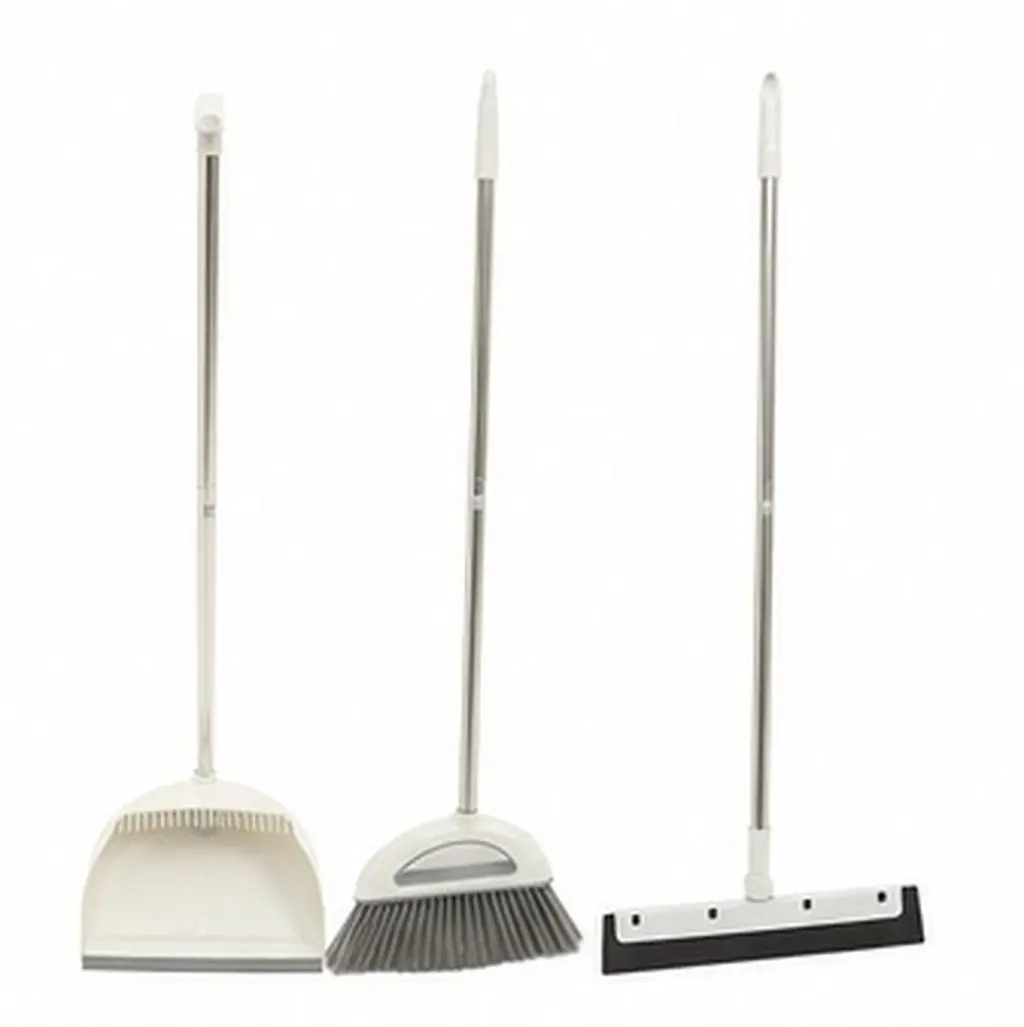 1Set Broom Dustpan Kit Heavy Duty Metal Handle Floor Cleaning Tool for Indoor Outdoor Home Garage Workshop Lobby Shopping Mall