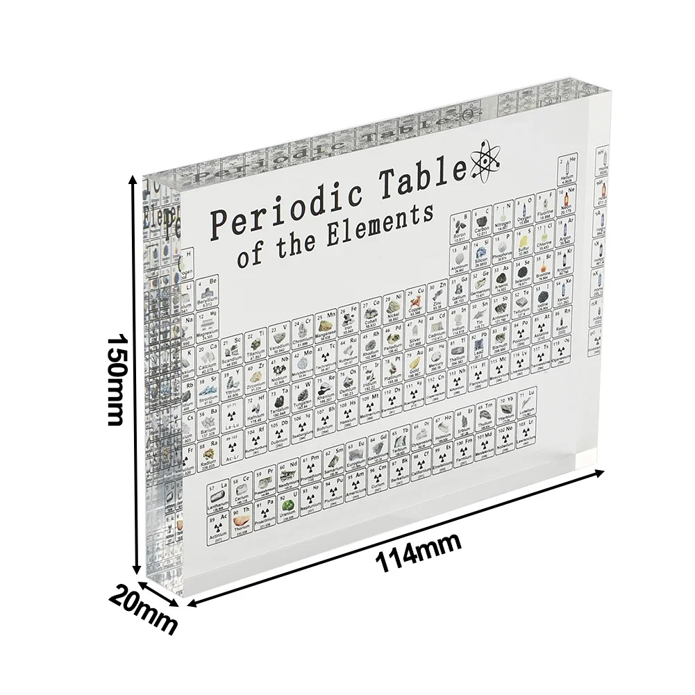 High Quality Portable Practical Periodic Table With Element Transparent Ornament Samples School Science Studying 85-bit