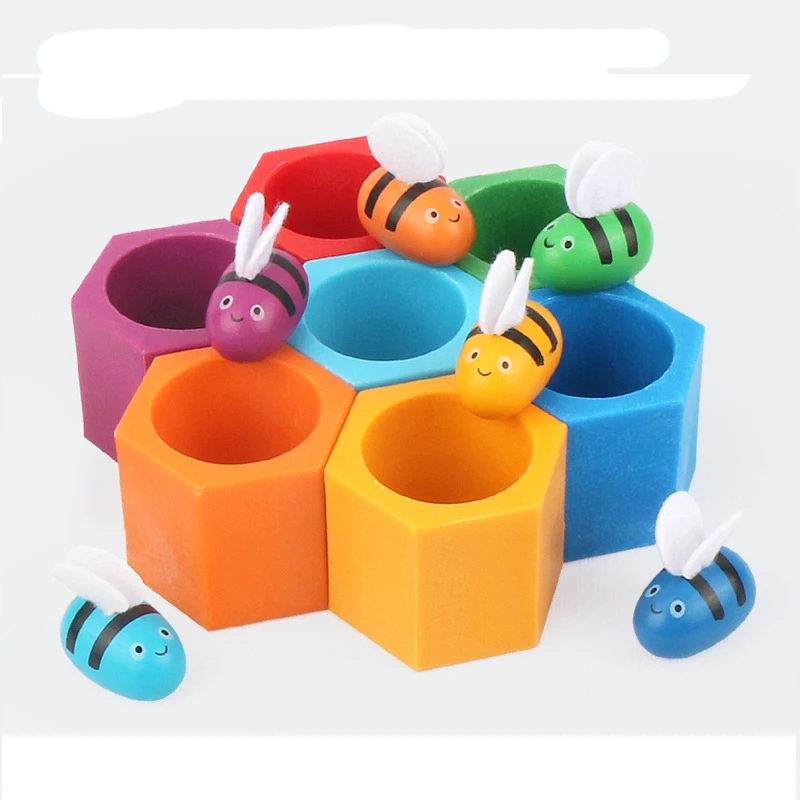 Giochi da tavolo ape Montessori Educazione della prima infanzia Blocchi di costruzione Giocattoli in legno Attività per bambini Regali per bambini
