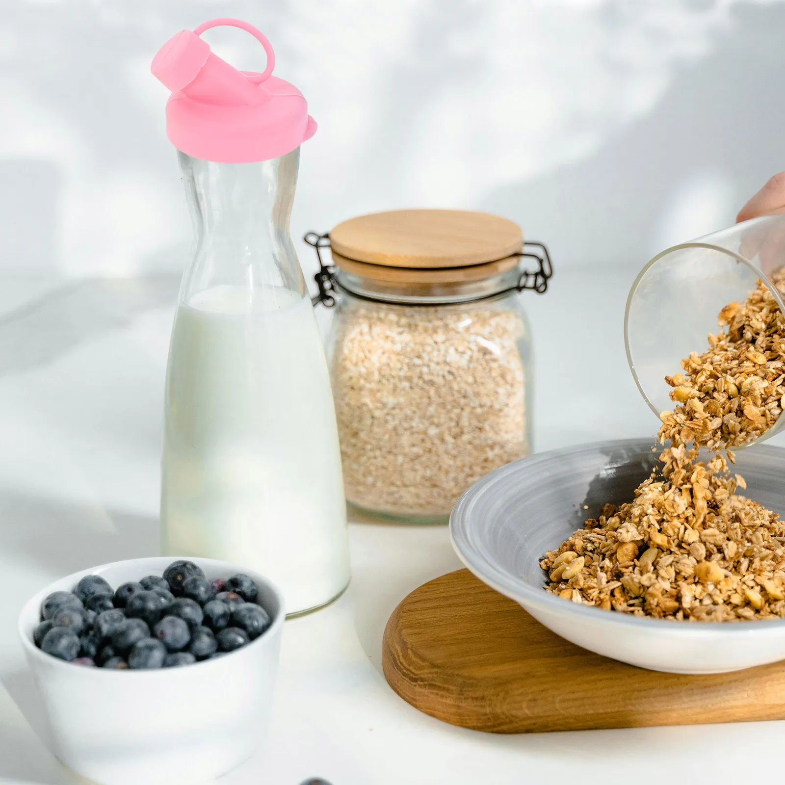 

6Pcs Silicone Milk Bottle Caps Leakproof Replacement Lids Soft Keeping Covers Glass Jug Pour Spout Tops Beverage