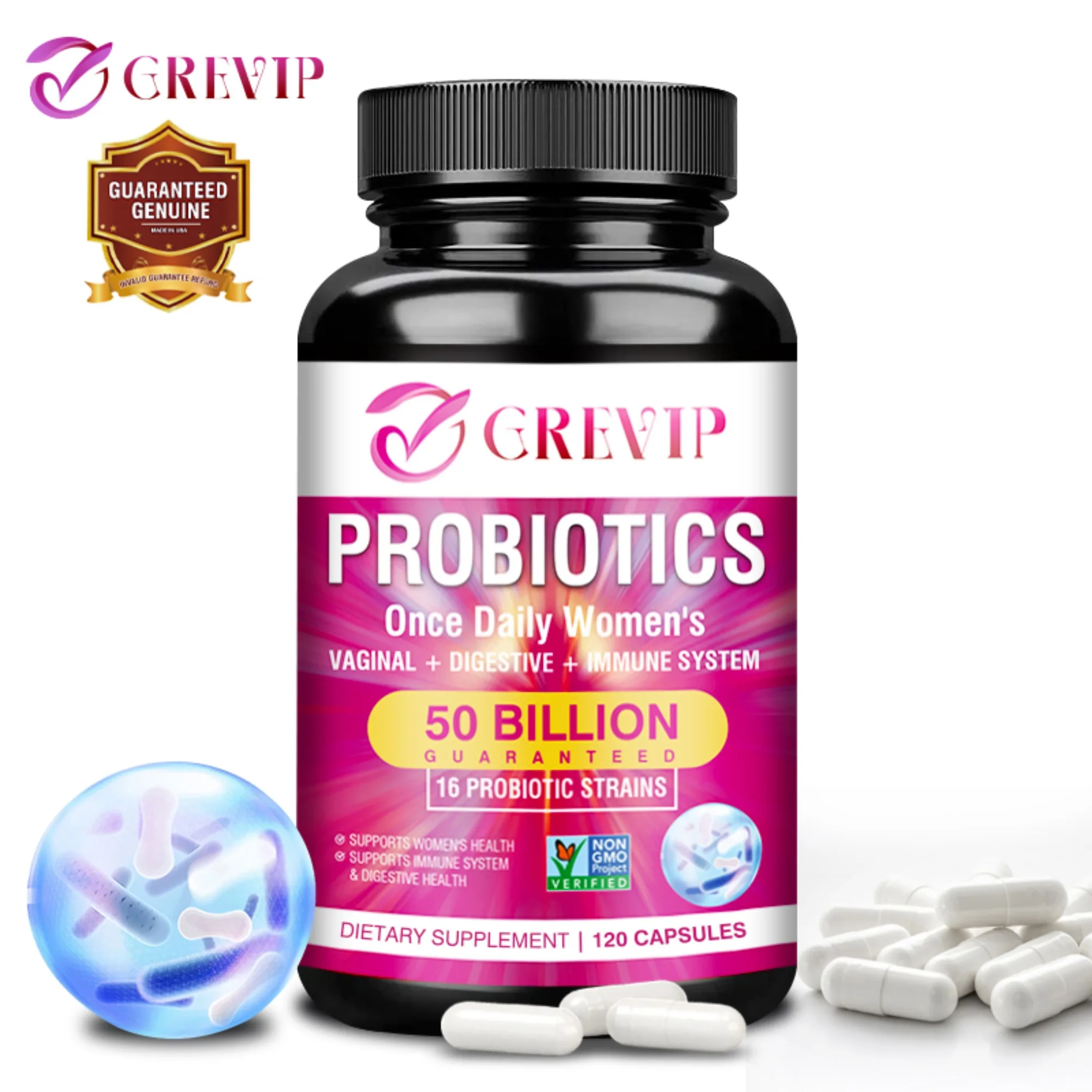 Women's Probiotics 50 Billion CFU - Supports Digestive, Vaginal and Immune Health - 120 Capsules