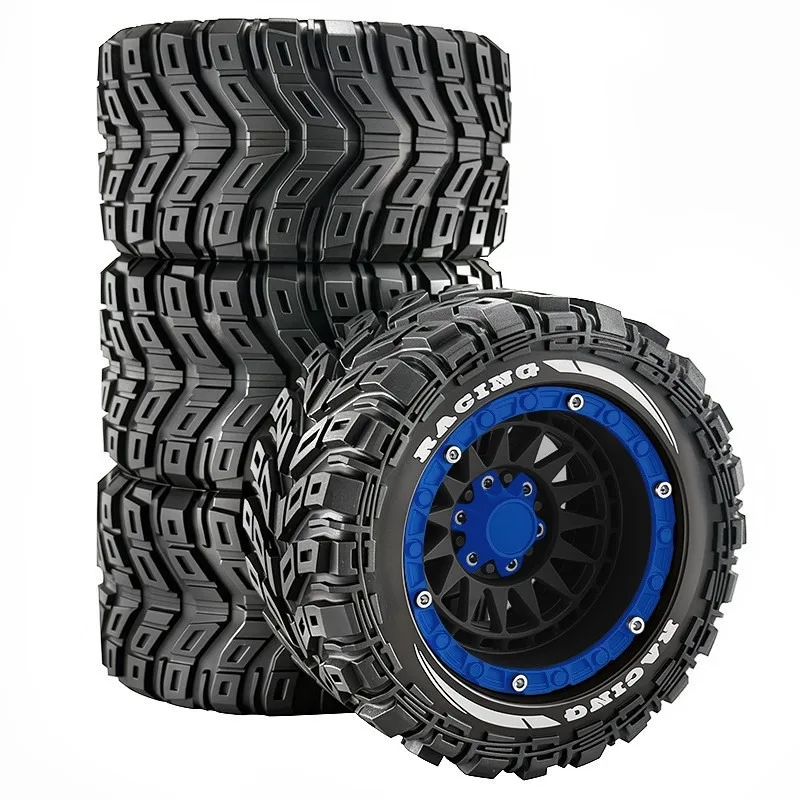 4pcs 90mm Rubber Tires Wheels for MJX 16207 16208 HBX 16889 SCY 16101 16102 TRXS 1/16 SUMMIT E- Revo ARRMA MINI KRATON