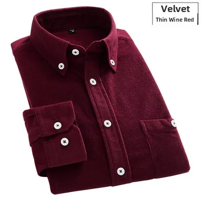 Slim Fit Long Sleeve Corduroy Shirt Men's Casual Style Spring Autumn New Arrival Fashionable Youthful Plain Color Button up