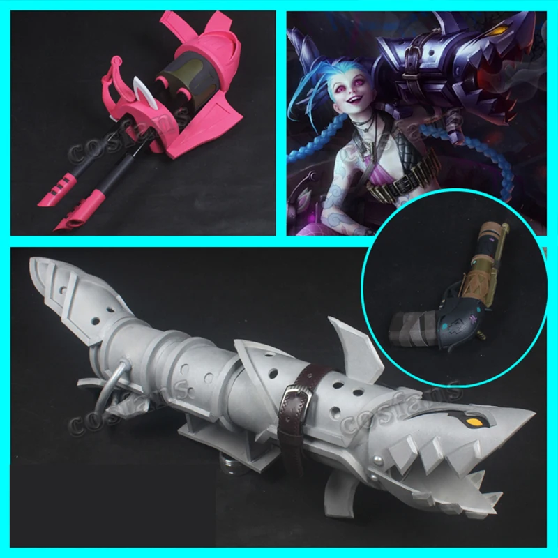 

LOL Jinx Cosplay Props Role Play Shark Bone Rocket Halloween Party Weapon Wigs Arcane Jinx Cosplay Rocket Jinx Launcher Prop