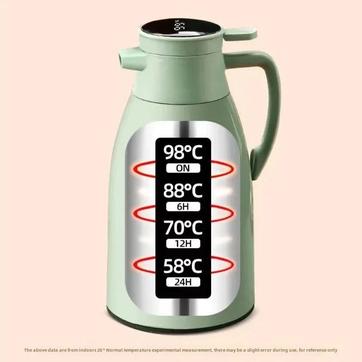 Kitchen Thermal Kettle Household Digital Display Coffee,1/1.3/2L Thermos Glass Liner Vacuum Flasks Large Capacity Water Bottle