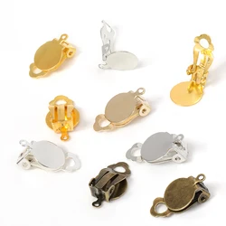 50pcs Gold Ear Clip Earrings Blank Base Setting Fit 10mm Glass Cabochon DIY Components Findings for Jewelry Making DIY