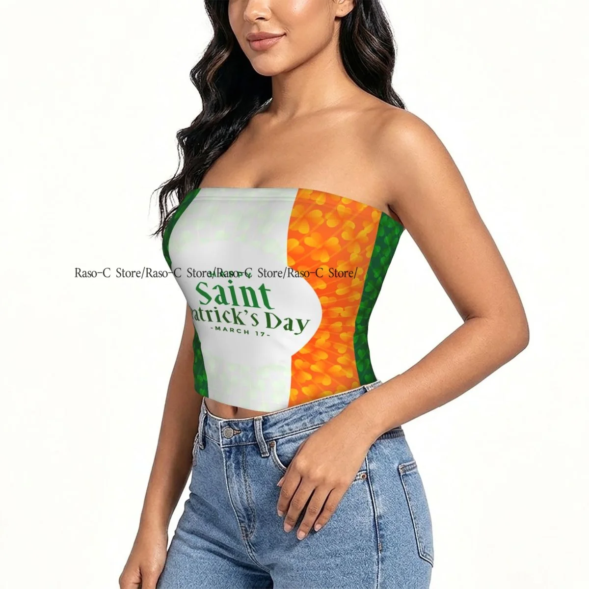 Women strapless blouses sleeveless St Patricks Day Ireland Flag halter-neck sexy short-sleeved blouses