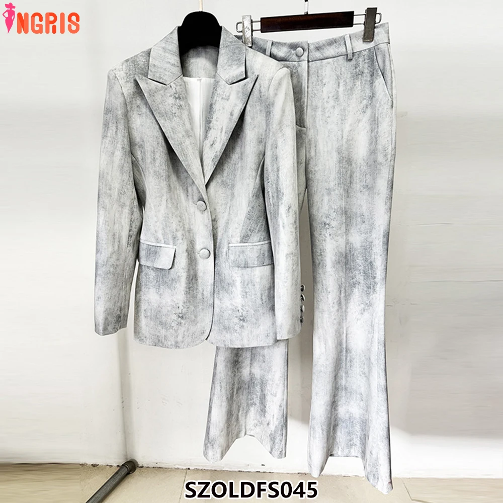 2025 Spring High Quality Fashion New Style Tie-Dye Print Slim Fit Mid-Length Suit Jacket Trousers Suit-SZOLDFS045