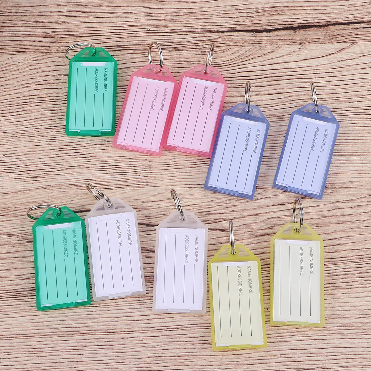 100Pcs Color Coded Plastic Key Id Tags with Ring White Insert Rack Slots for Hotels Landlords Agents Luggage USB