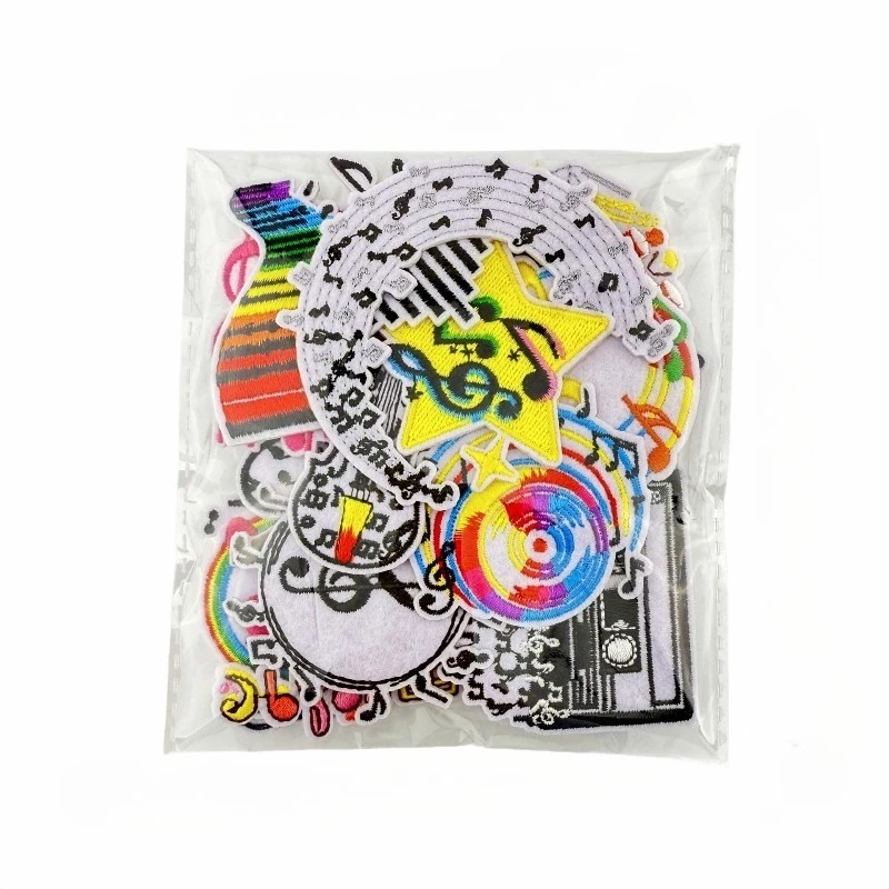 Personalized Cartoon Music Note Sew Iron-on Embroidery Patch Stickers Applique Decoration DIY Clothes Coats T-shirt Hat Bags