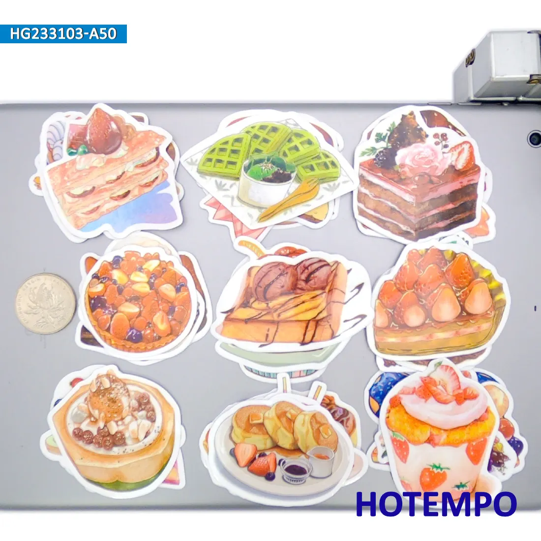 20/30/50Pieces, Cake Bread Stickers Set, Dessert Food Cute Graffiti, for Decoration Laptop Car Phone Scrapbook, Fun Sticker Pack