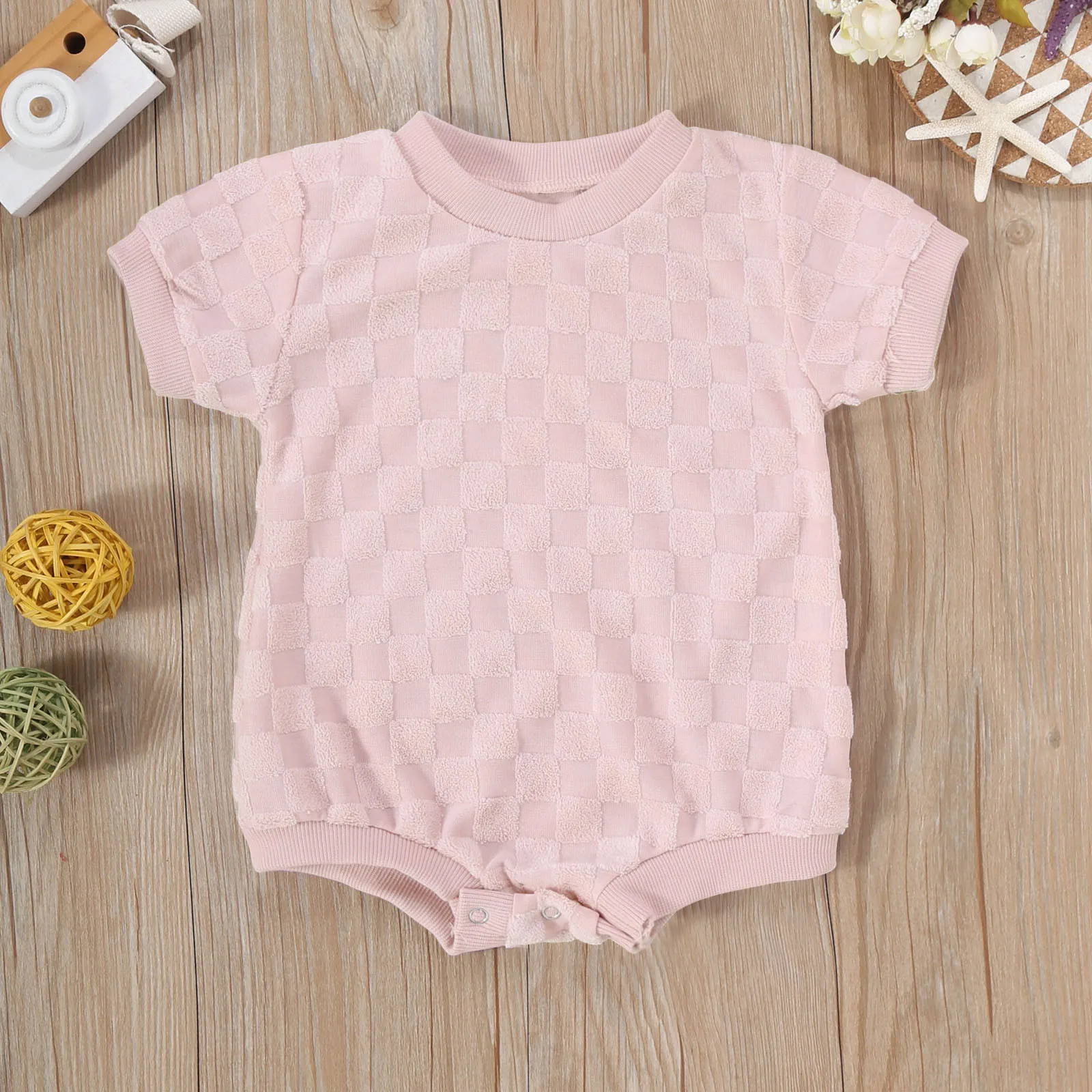 Infant Boys Girls Short Sleeve Rompers 6 9 12 24 Months Newborn Bodysuits Baby Clothes Solid Color Short Sleeved Leotards Baby