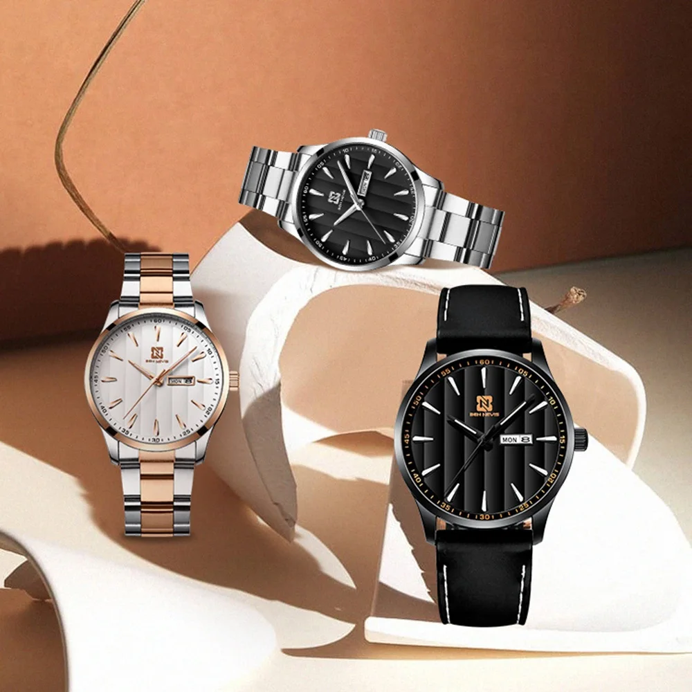 

45mm Sports Quartz Watch Leather Strap Wristwatch install Quartz Movement Luxury 30M Diving Men Wristwatches