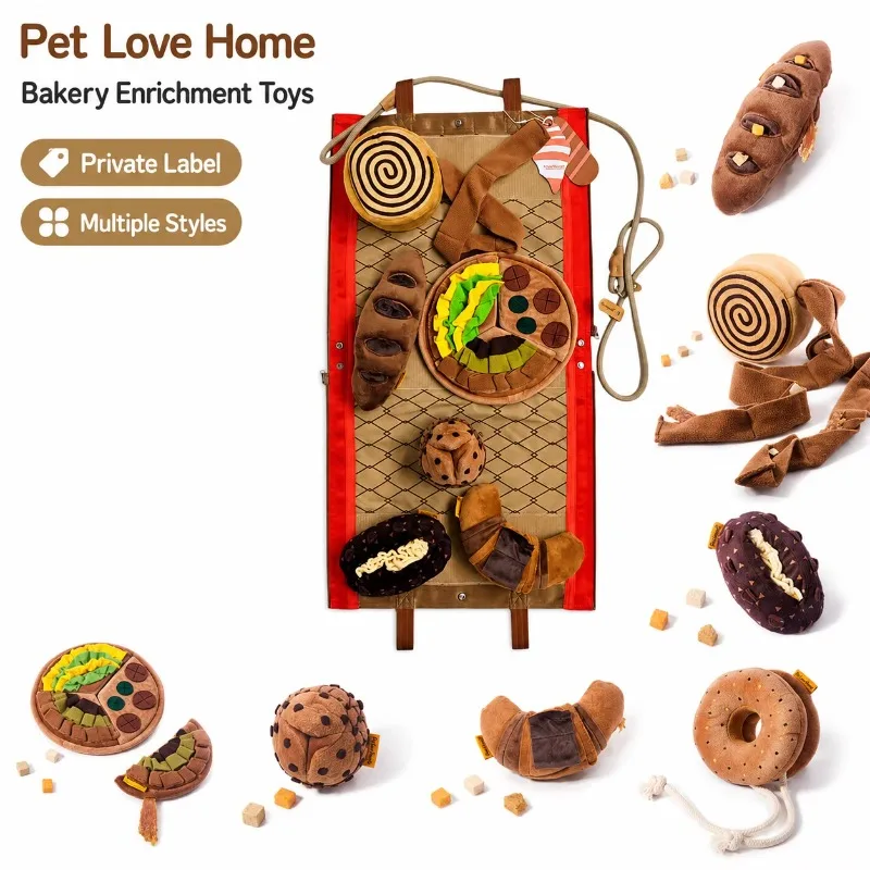 Pet Snuffle Toy Set Baking Series Treat Hiding Tugging Convertible Carry Bag Enrichment Interactive Movement Toys Pet Supplies