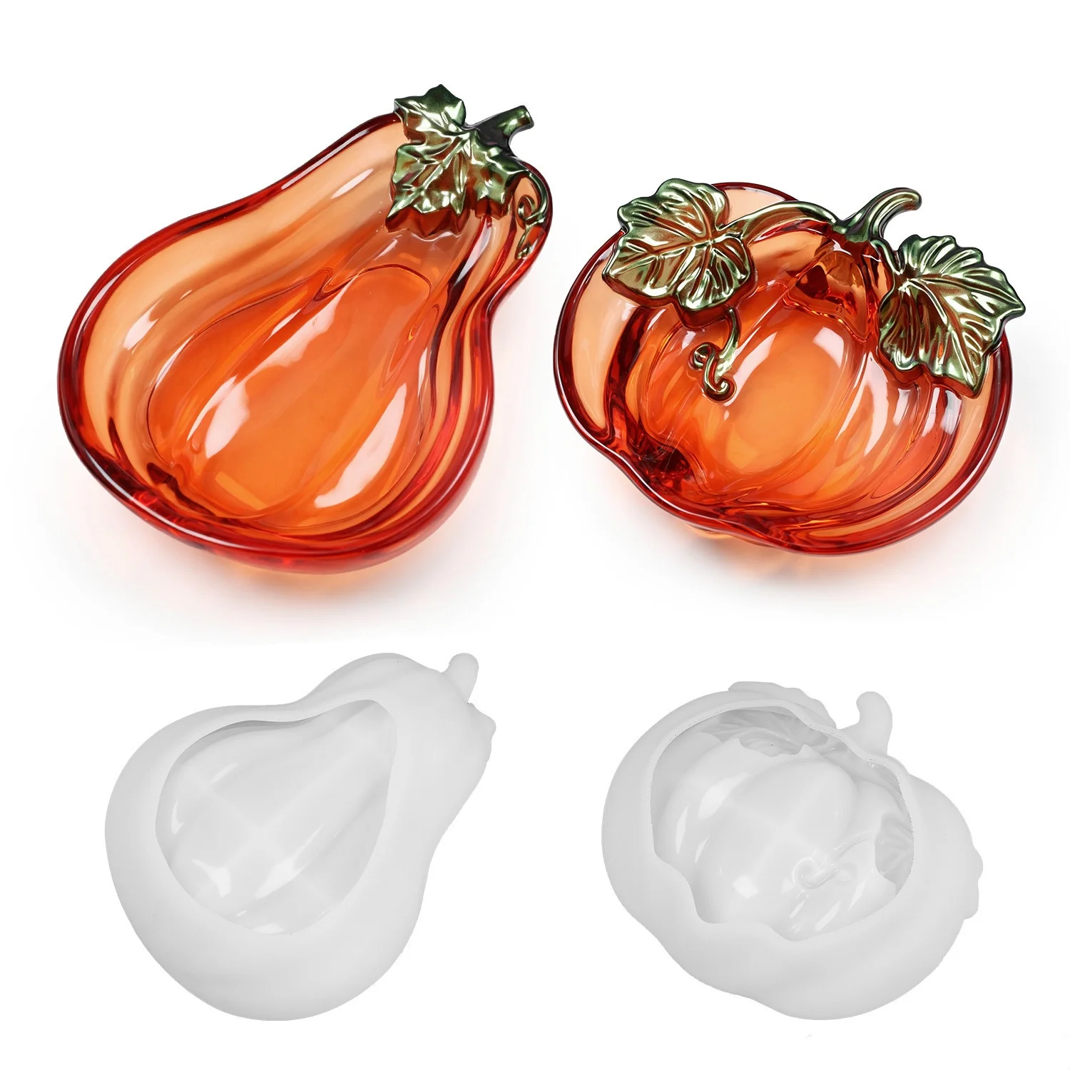 DIY Crystal Epoxy Resin Mold Plaster Cement Pumpkin Plate Dish Tray Bow Halloween Mirror Silicone Mould For Resin