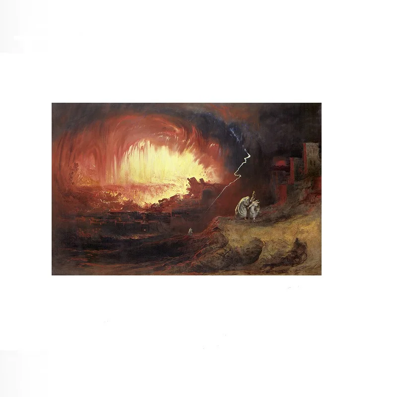 Destruction of Sodom and Gomorrah John Martin 1841 Painting, Art Print Canvas Poster, Living Room Decor, Home Wall Picture