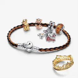 MINISO Disney Simba & Nana Series Charm fit Pandora Original Bracelet DIY Women Cartoon Lion Cute Jewelry Beads Gift for Family