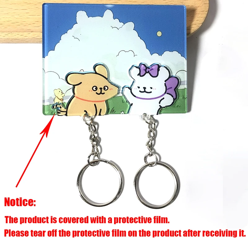 Up Movie Key Holder Couple Keychain Hanger Cartoon Acrylic Shared Keychains Door Sticker Home Decor Jigsaw Key Ring Holder Gifts