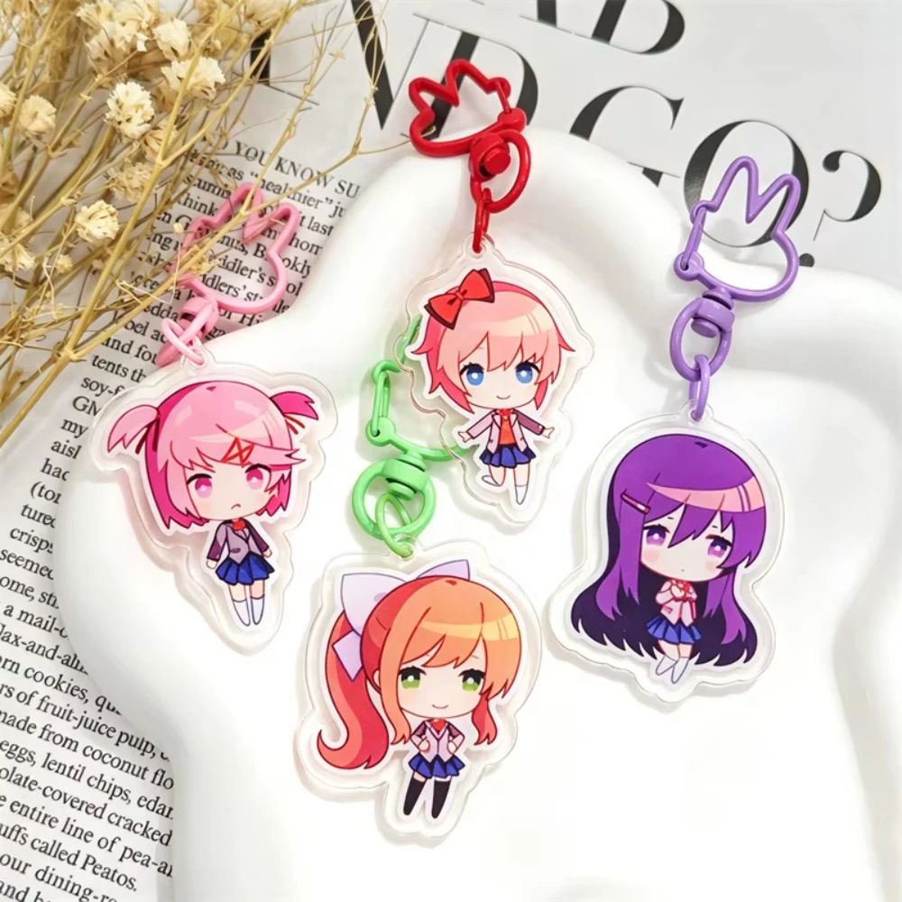 Image of Game Monika Sayori Natsuki Yuri Cosplay Schlüsselanhänger Acryl-Anhänger Schlüsselkette Ornament Taschenzubehör Schlüsselring Schmuck Requisite